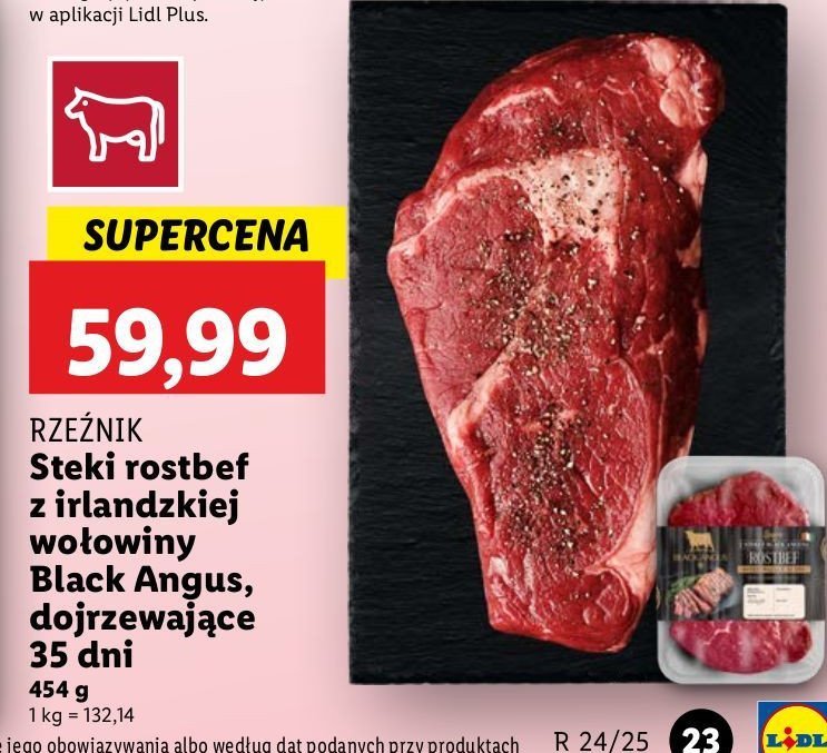 Stek z rostbefu black angus Rzeźnik codzienna dostawa promocja w Lidl