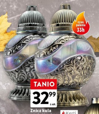 Znicz kula dodatki srebrne lub złote 34 cm promocja w Intermarche