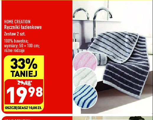 Ręczniki łazienkowe 50 x 100 cm Home creation promocja
