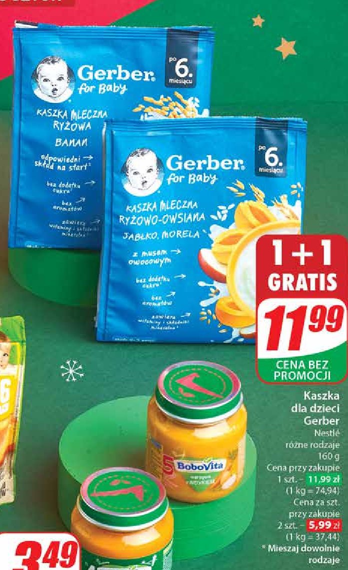 Kaszla mleczna ryżowo-owsianka jabłko-morela Gerber promocja