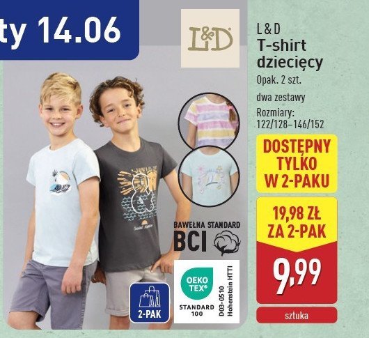 T-shirt dziecięcy 146/152 L&d promocja w Aldi