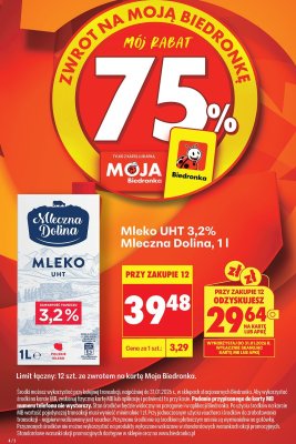Mleko UHT 3,2% Mleczna Dolina 1l promocja w Biedronka