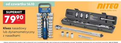 Klucz nasadowy lub dynamometryczny z nasadkami Niteo promocja w Biedronka