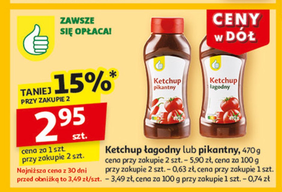 Ketchup łagodny Podniesiony kciuk promocja w Auchan