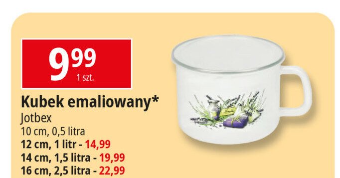 Kubek emaliowany 12 cm z pokrywką Jotbex promocja w Leclerc