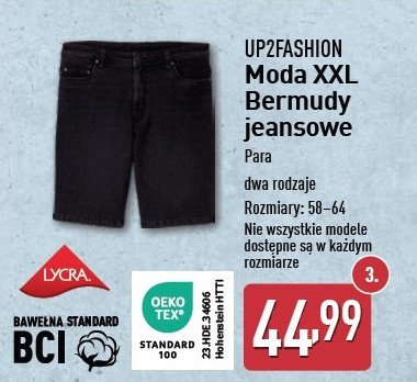 Bermudy męskie jeansowe 58-64 Up2fashion promocja w Aldi