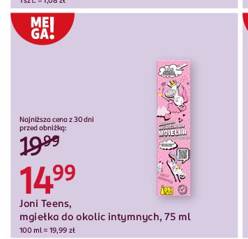 Mgiełka do okolic intymnych naturalna odświeżająca Joni teens promocja w Rossmann