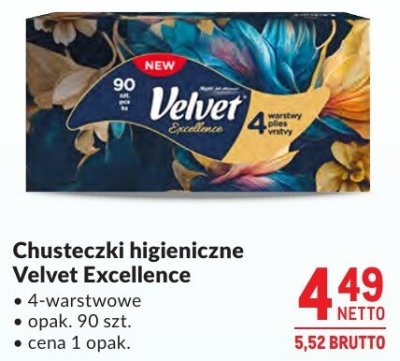 Chusteczki higieniczne Velvet Excellence 4-warstwowe promocja w Makro