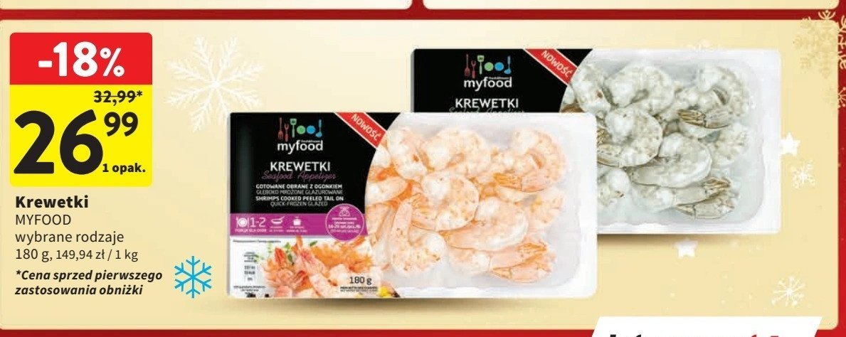 Krewetki gotowane Myfood promocja w Intermarche