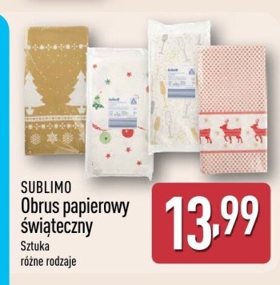 Obrus papierowy świąteczny SUBLIMO promocja w Aldi