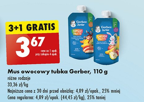 Mus dla dzieci jungle fruits Gerber junior promocja