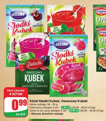 Kisiel Słodki Kubek Gellwe różne rodzaje promocja w Dino
