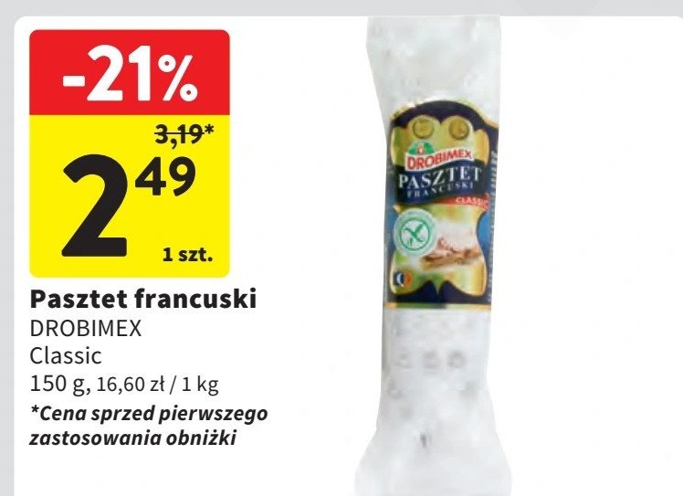 Pasztet francuski Drobimex promocja w Intermarche