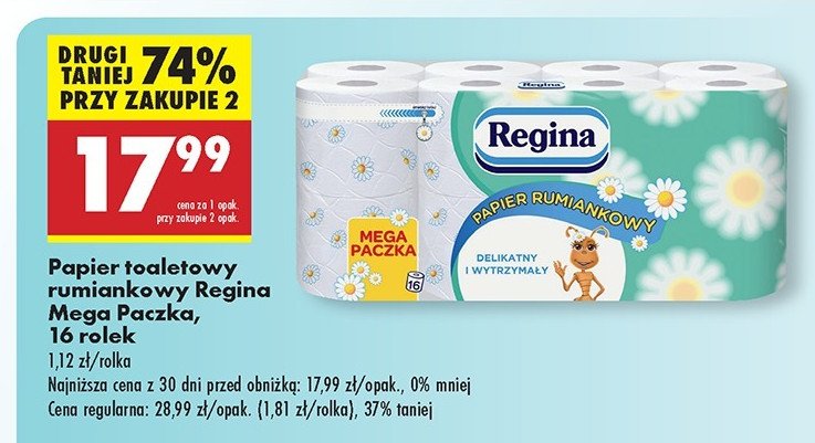 Papier toaletowy rumiankowy Regina promocja w Netto