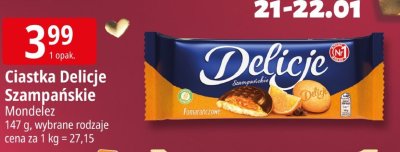 Ciastka Delicje Szampańskie Mondelez pomarańczowe promocja w Leclerc