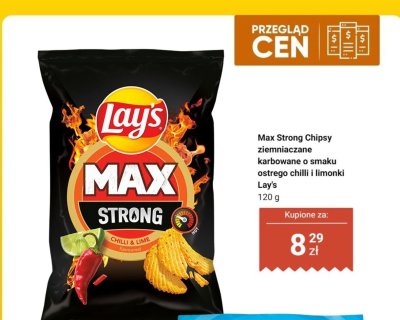 Max Strong Chipsy ziemniaczane karbowane o smaku ostrego chilli i limonki  promocja w Biedronka