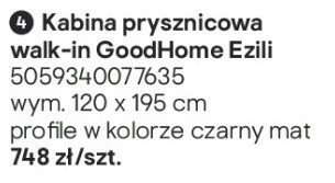 Kabina prysznicowa walk-in GoodHome Ezili promocja w Castorama