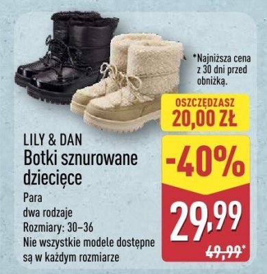 Botki sznurowane dziecięce promocja w Aldi