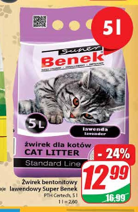 Żwirek dla kota zapachowy lavenda Benek promocja
