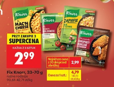Fix Knorr, 33-70 g różne rodzaje promocja w Biedronka