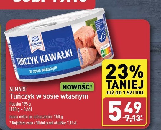 Tuńczyk w sosie własnym Almare promocja