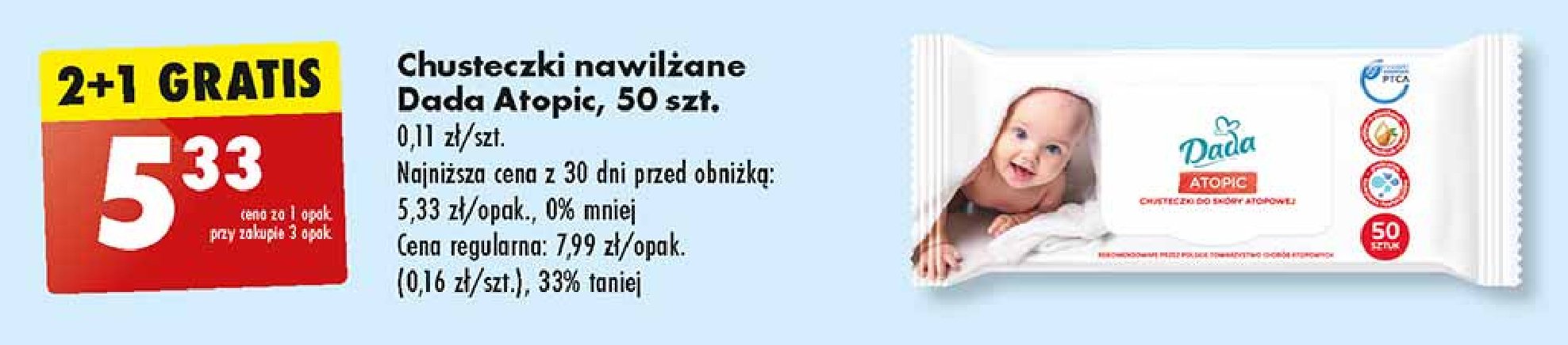 Chusteczki nawilżane atopic Dada promocja