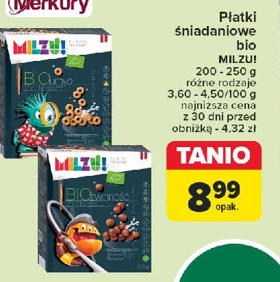 Płatki zbożowe zwinność żyto owies miód Milzu! promocja w Carrefour