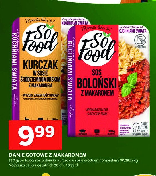 Sos boloński z makaronem So food promocja w Stokrotka