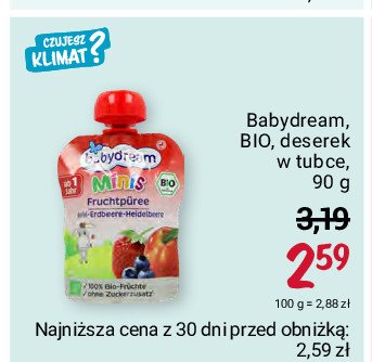 Puree owoce jab艂ko brzoskwinia banan proso BABYDREAM MINIS promocja