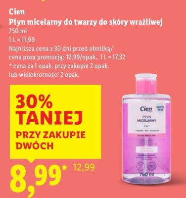 Płyn micelarny do twarzy do skóry wrażliwej promocja w Lidl