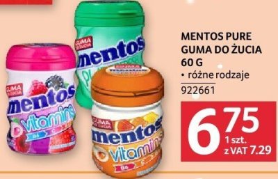 Guma do żucia Mentos Pure 60 g promocja w Selgros