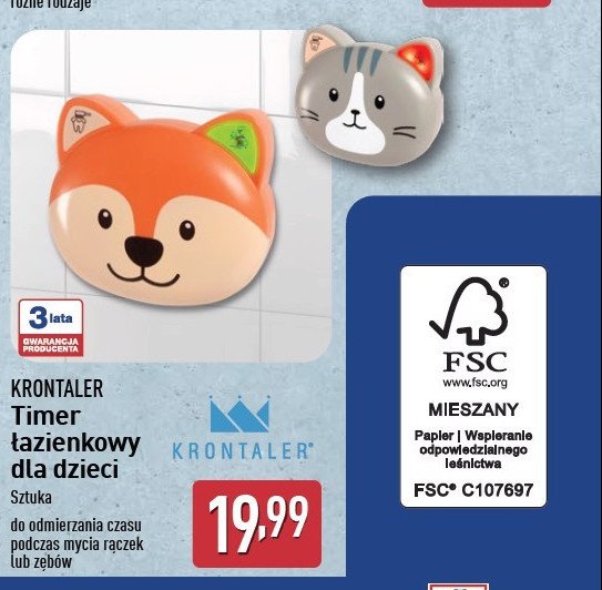 Timer łazienkowy dla dzieci Krontaler promocja w Aldi