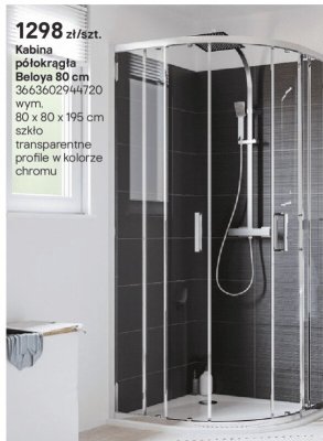 Kabina prysznicowa półokrągła Beloya 80 cm promocja w Castorama