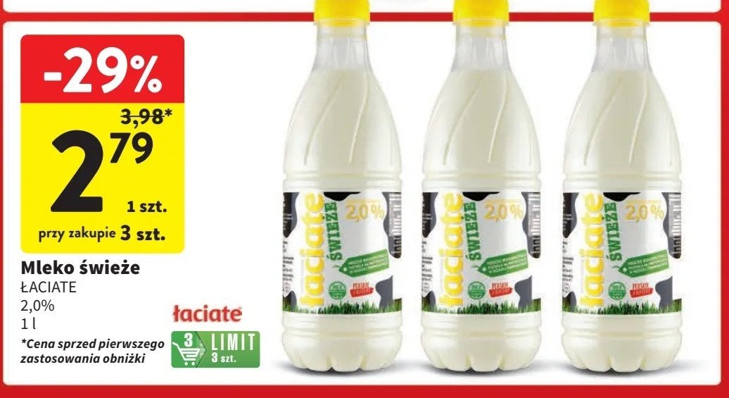 Mleko Łaciate 2% promocja w Intermarche