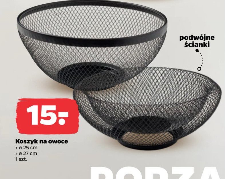 Koszyk na owoce 25 cm promocja w Netto