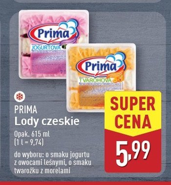 Lody czeskie twarożek z morelami Prima promocja w Aldi