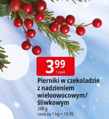 Pierniki w czekoladzie z nadzieniem wieloowocowym/śliwkowym promocja w Leclerc