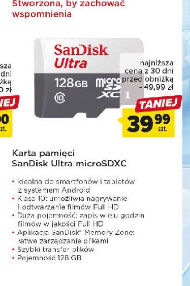 Karta pami臋ci ultra microsdxc 128 gb Sandisk promocja