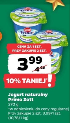 Jogurt naturalny Primo Zott promocja w Netto