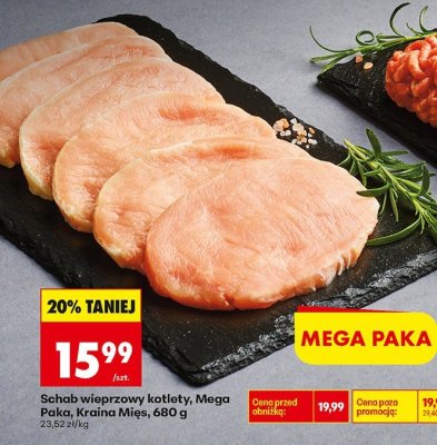 Schab wieprzowy kotlety Mega Paka 680g promocja w Biedronka