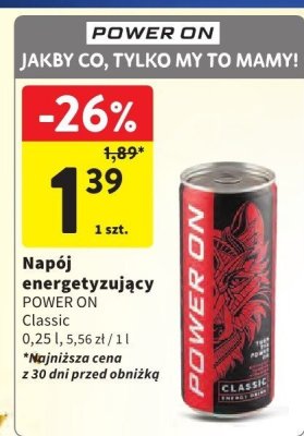 Napój energetyzujący POWER ON Classic promocja w Intermarche