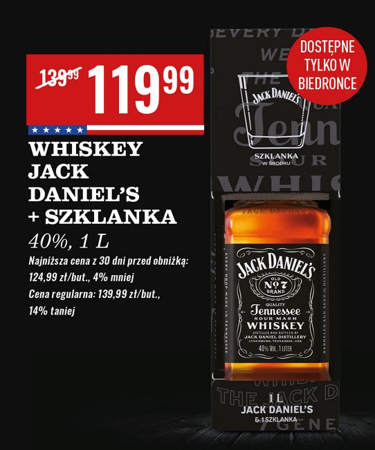 Whiskey + szklanka Jack daniel's old no. 7 promocja w Biedronka