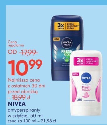 Dezodorant NIVEA antyperspiranty w sztyfcie Fresh Active 50ml promocja w Super-Pharm