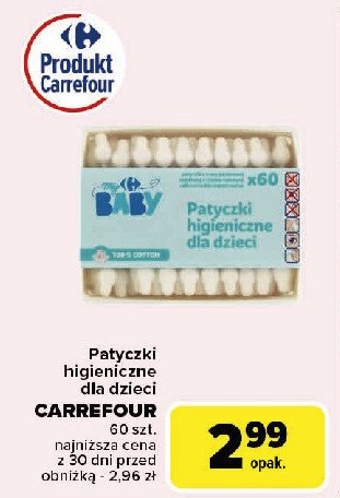 Patyczki higieniczne dla dzieci Carrefour baby promocja w Carrefour