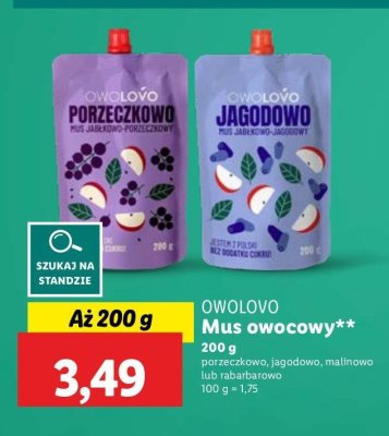 Mus jabłkowo-rabarbarowy Owolovo promocja