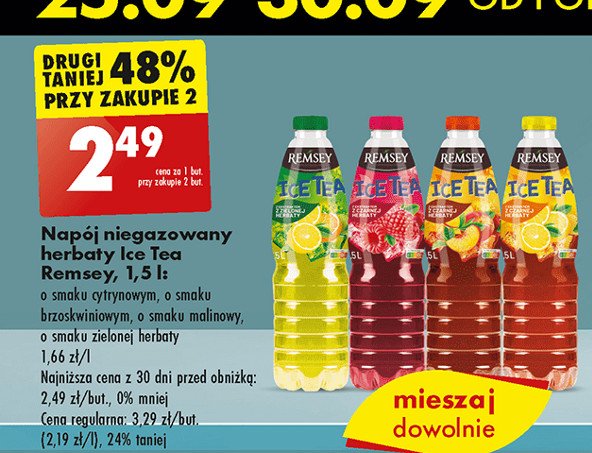 Napój o smaku malinowym Remsey ice tea promocja