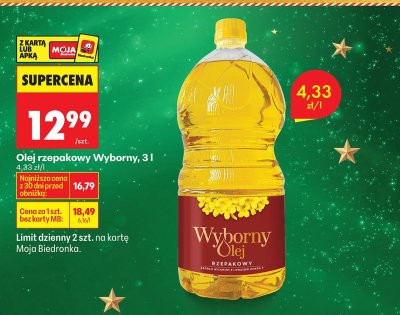Olej rzepakowy Wyborny, 3 l promocja w Biedronka