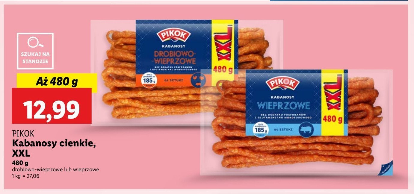 Kabanosy drobiowo-wieprzowe Pikok promocja