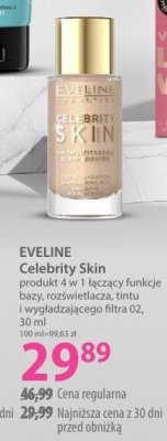 Produkt 4 w 1 łączący funkcje tonera, odżywki i serum i utrwalającego filtra 02, 30 ml EVELINE Celebrity Skin promocja w Hebe
