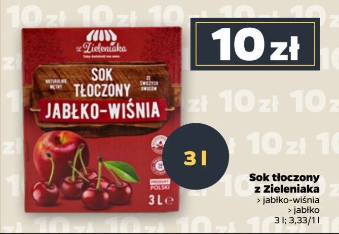 Sok jabłko-wiśnia Z ZIELENIAKA NETTO promocja